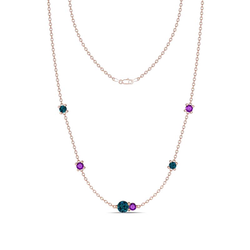 Linea 0.49 ctw Blue Diamond (4 mm) and Amethyst Women Station Necklace 