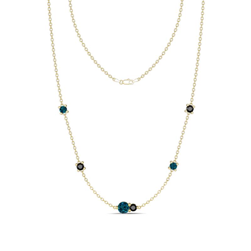 Linea 0.55 ctw Blue Diamond (4 mm) and Black Diamond Women Station Necklace 