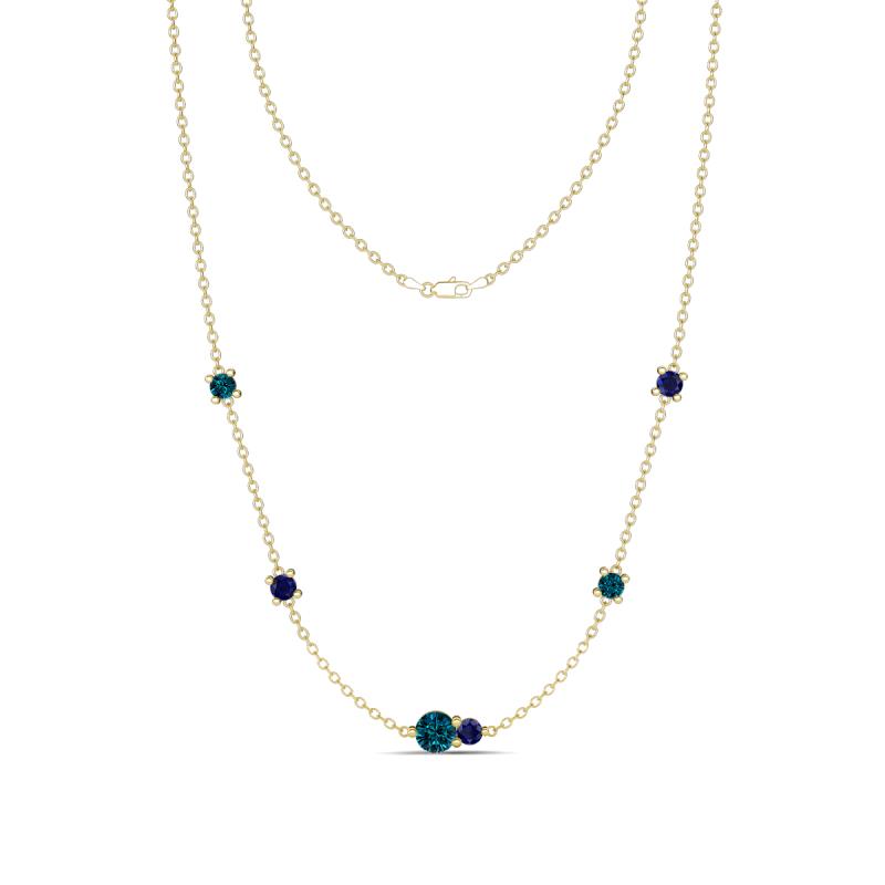 Linea 0.57 ctw Blue Diamond (4 mm) and Blue Sapphire Women Station Necklace 