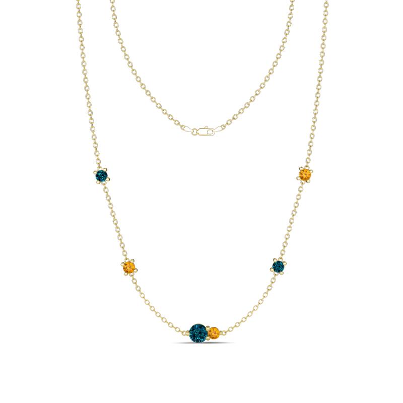 Linea 0.49 ctw Blue Diamond (4 mm) and Citrine Women Station Necklace 