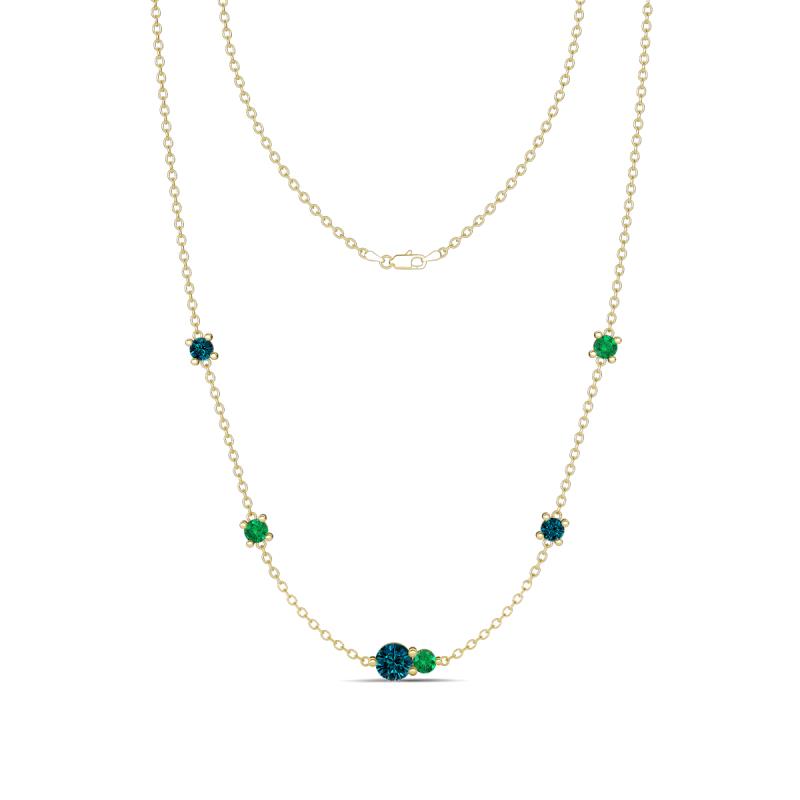 Linea 0.49 ctw Blue Diamond (4 mm) and Emerald Women Station Necklace 