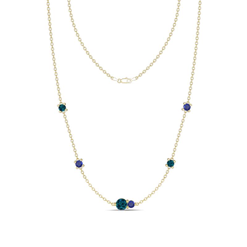 Linea 0.49 ctw Blue Diamond (4 mm) and Iolite Women Station Necklace 