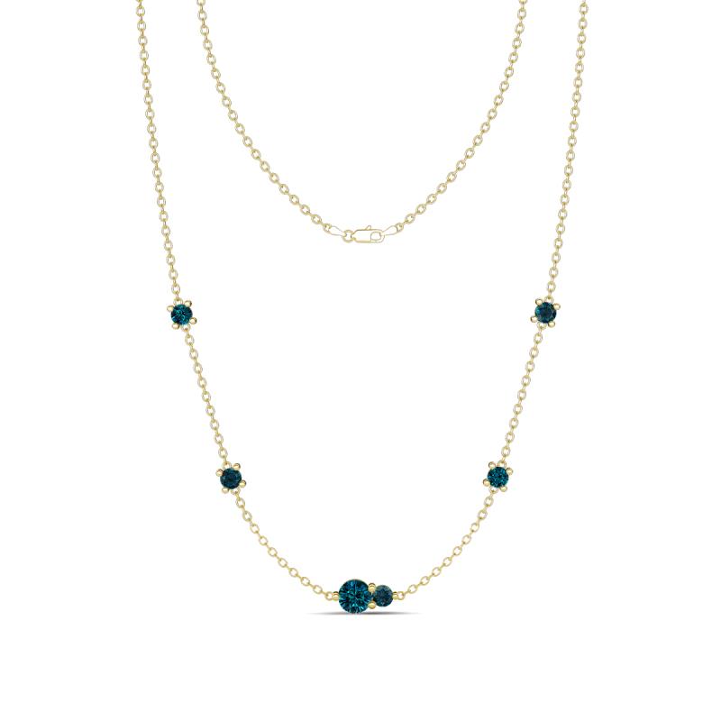 Linea 0.55 ctw Blue Diamond (4 mm) and London Blue Topaz Women Station Necklace 