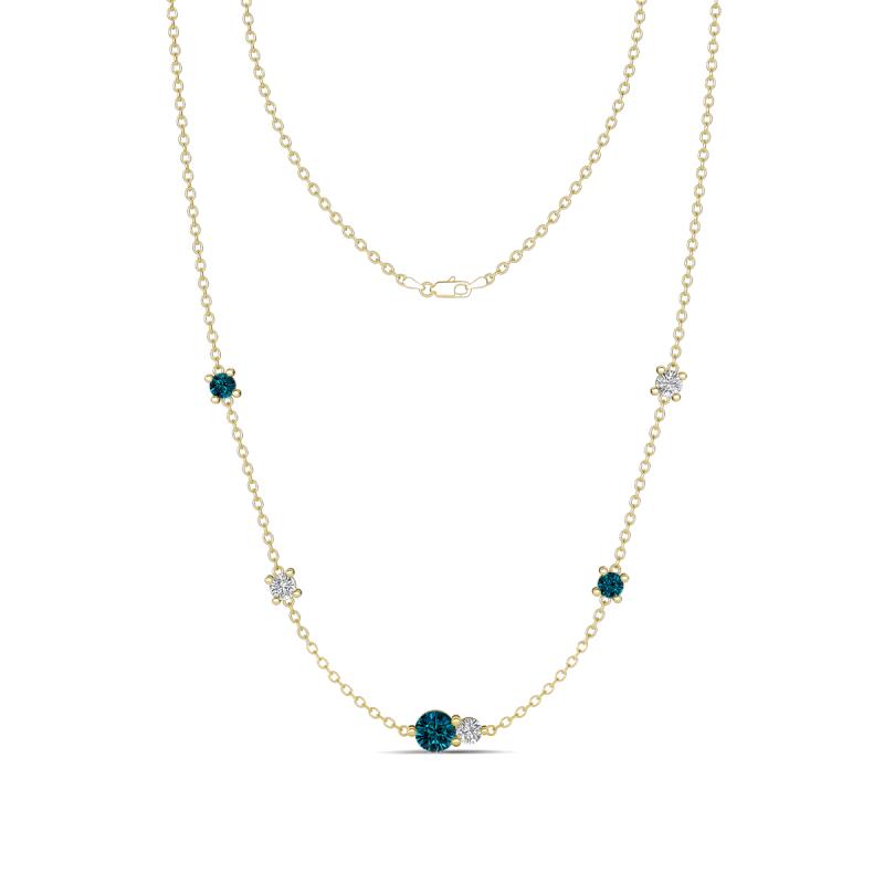 Linea 0.52 ctw Blue Diamond (4 mm) and Moissanite Women Station Necklace 