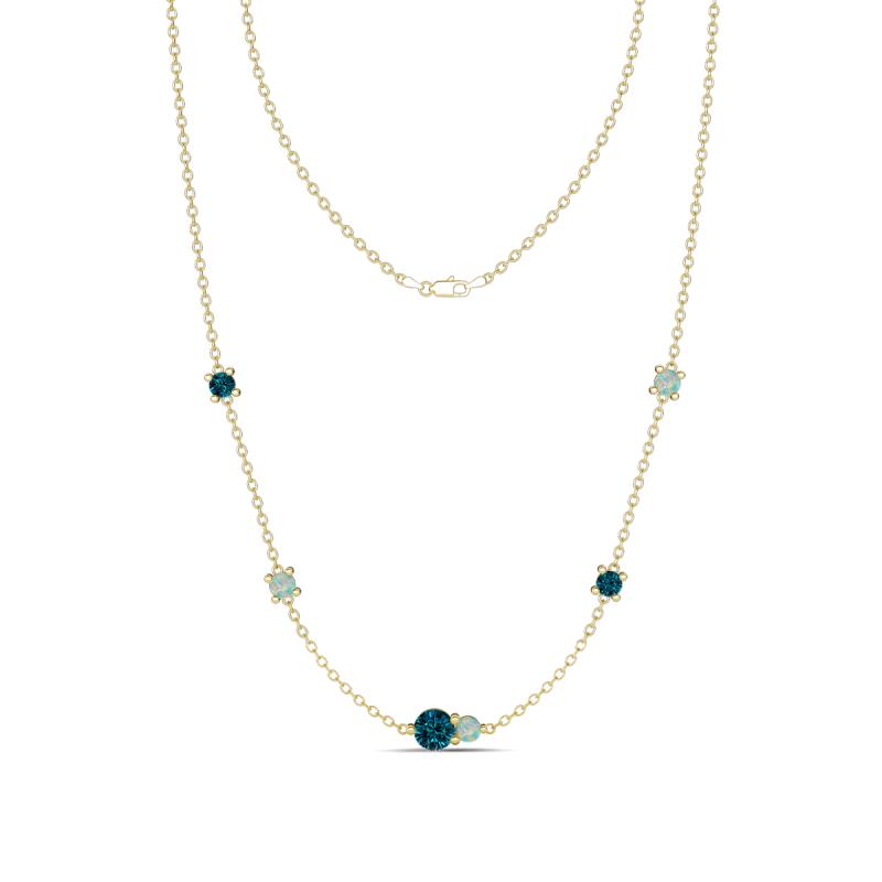 Linea 0.48 ctw Blue Diamond (4 mm) and Opal Women Station Necklace 