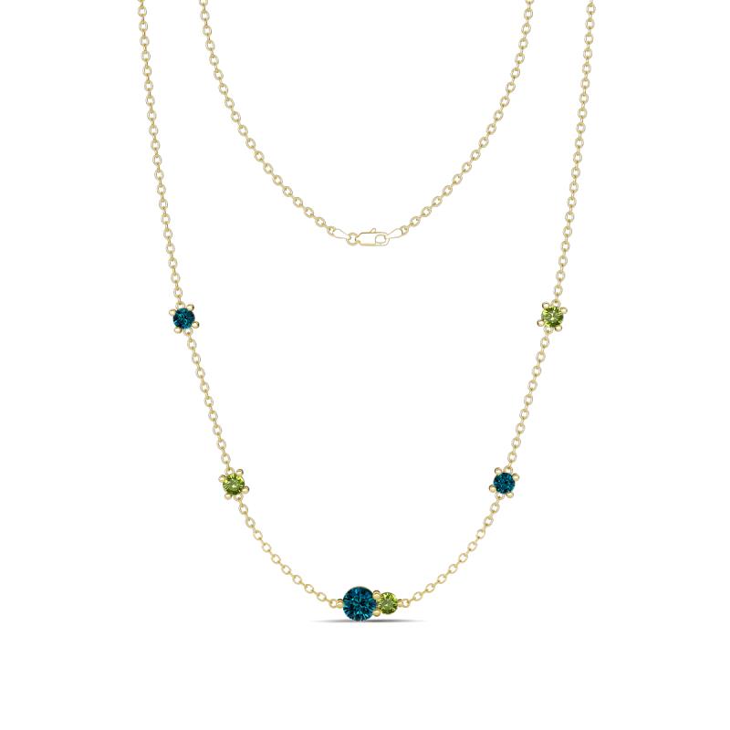 Linea 0.57 ctw Blue Diamond (4 mm) and Peridot Women Station Necklace 