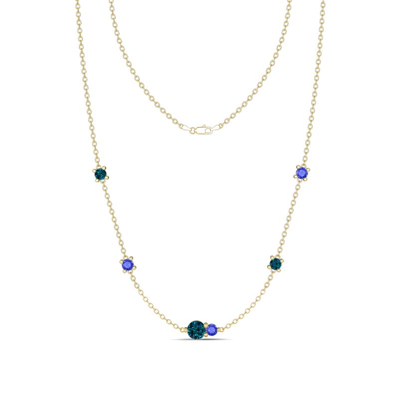 Linea 0.55 ctw Blue Diamond (4 mm) and Tanzanite Women Station Necklace 