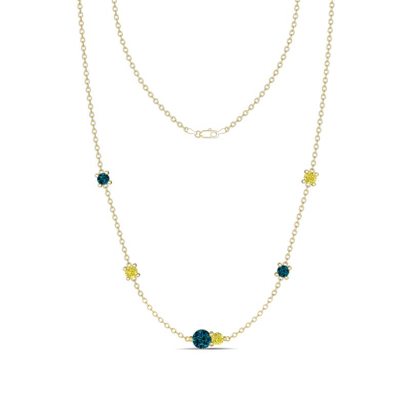 Linea 0.55 ctw Blue Diamond (4 mm) and Yellow Diamond Women Station Necklace 