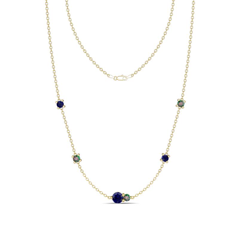 Linea 0.63 ctw Blue Sapphire (4 mm) and Created Alexandrite Women Station Necklace 