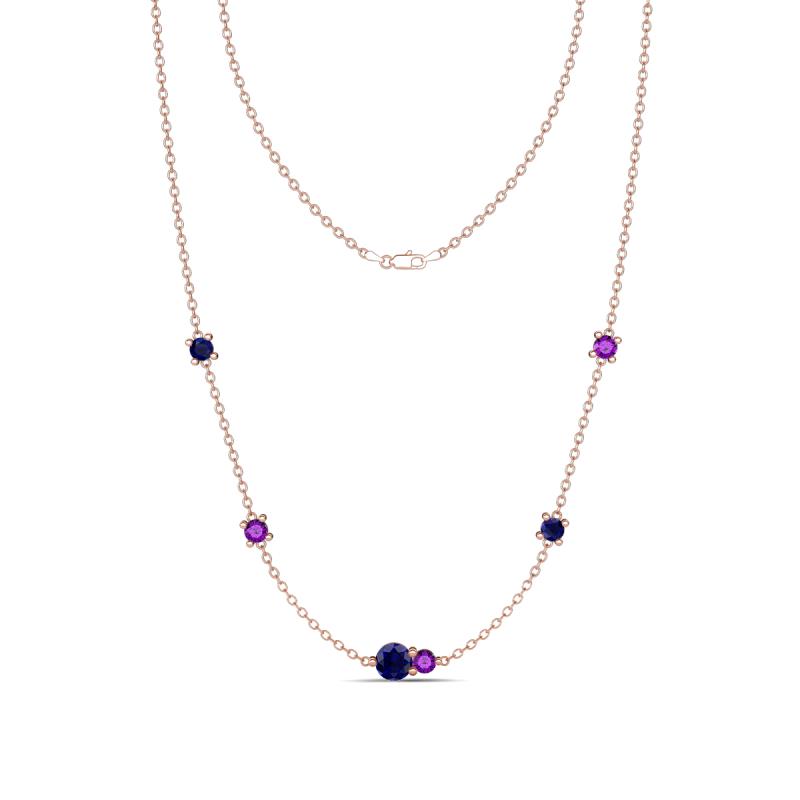 Linea 0.55 ctw Blue Sapphire (4 mm) and Amethyst Women Station Necklace 