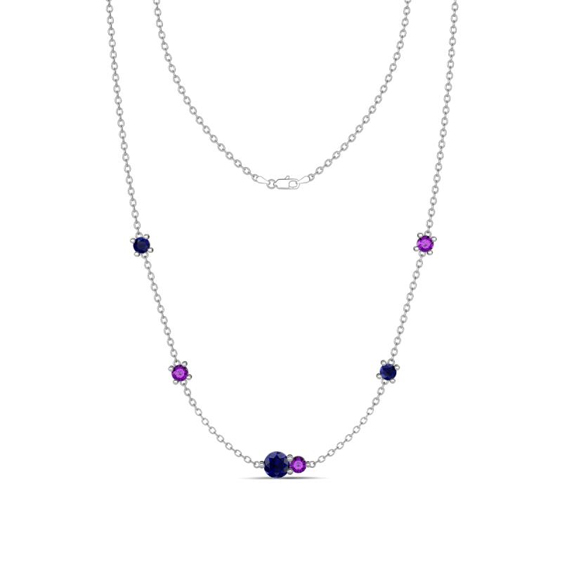 Linea 0.55 ctw Blue Sapphire (4 mm) and Amethyst Women Station Necklace 