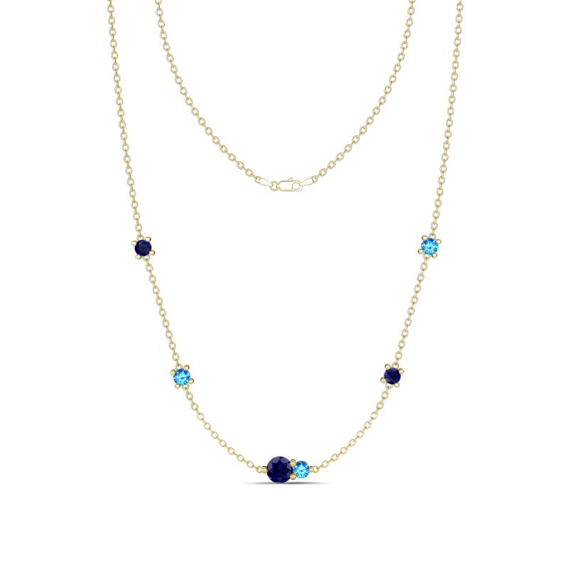 Linea 0.58 ctw Blue Sapphire (4 mm) and Blue Topaz Women Station Necklace 