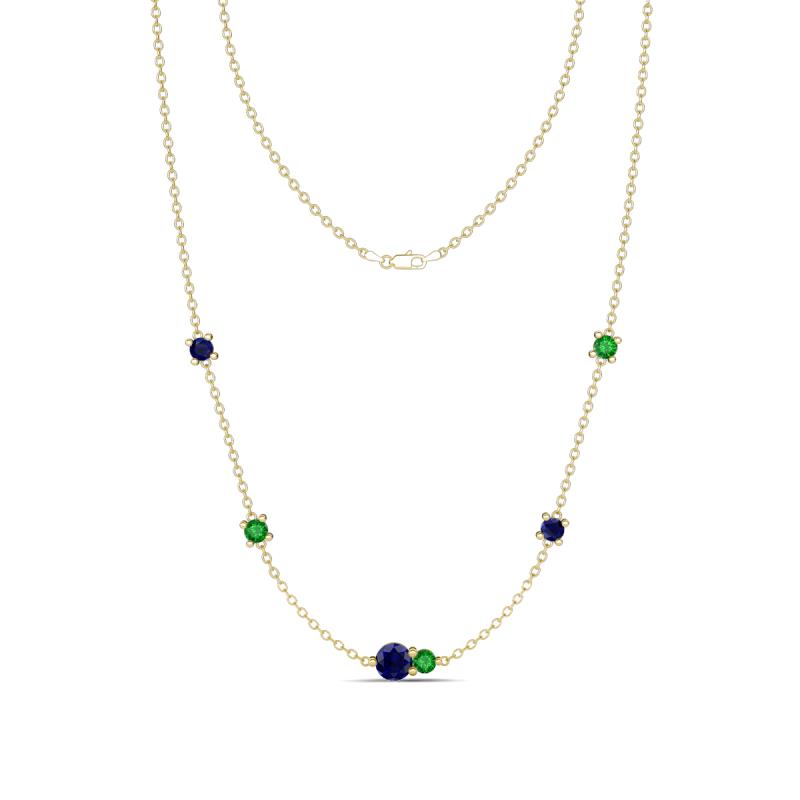 Linea 0.63 ctw Blue Sapphire (4 mm) and Green Garnet Women Station Necklace 