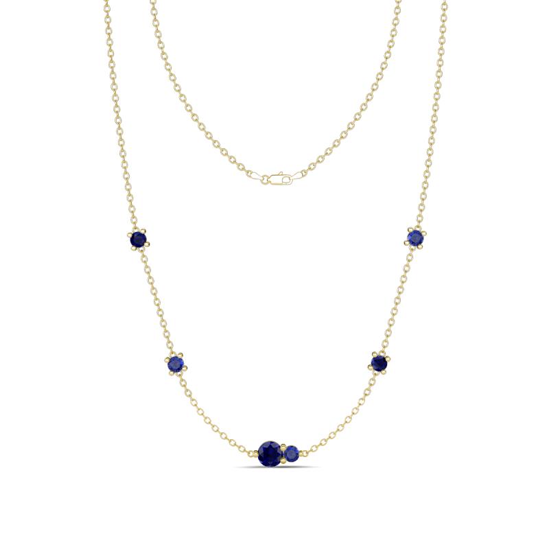 Linea 0.55 ctw Blue Sapphire (4 mm) and Iolite Women Station Necklace 