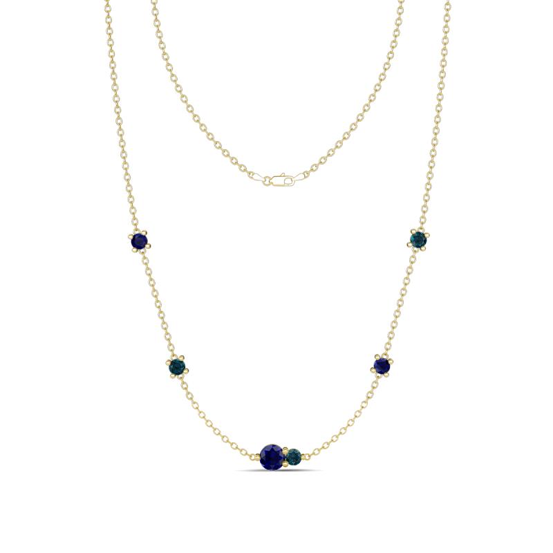 Linea 0.61 ctw Blue Sapphire (4 mm) and London Blue Topaz Women Station Necklace 