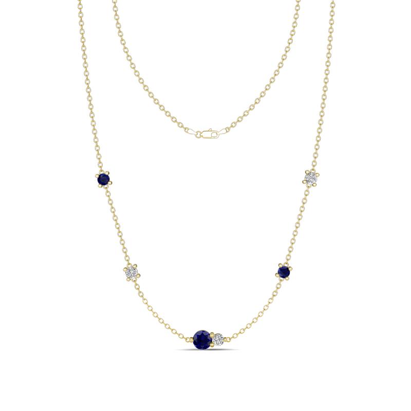 Linea 0.58 ctw Blue Sapphire (4 mm) and Moissanite Women Station Necklace 