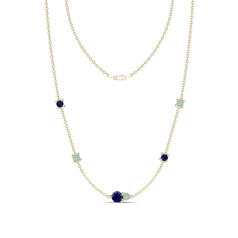 Linea 0.54 ctw Blue Sapphire (4 mm) and Opal Women Station Necklace 