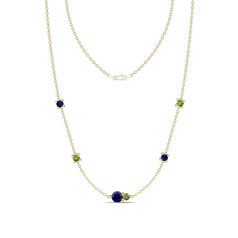 Linea 0.63 ctw Blue Sapphire (4 mm) and Peridot Women Station Necklace 