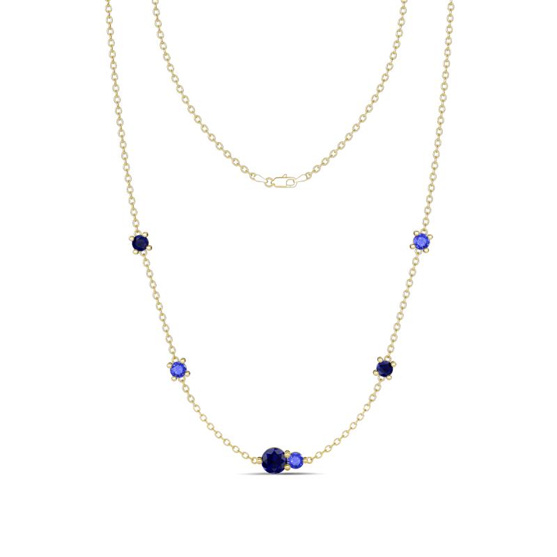 Linea 0.61 ctw Blue Sapphire (4 mm) and Tanzanite Women Station Necklace 