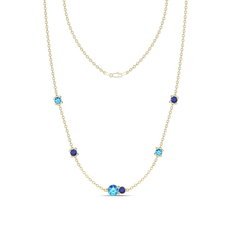 Linea 0.44 ctw Blue Topaz (4 mm) and Iolite Women Station Necklace 