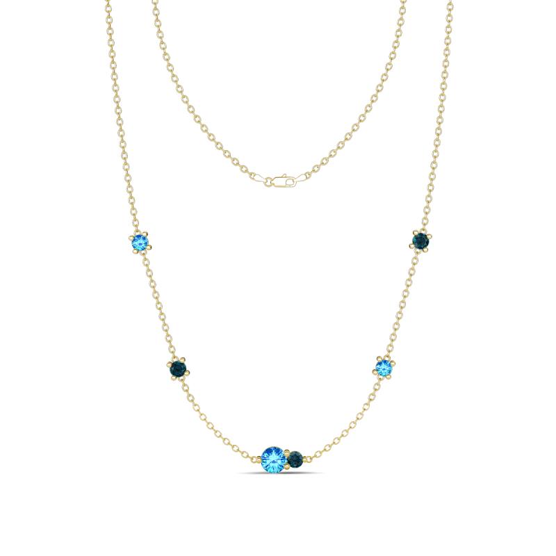 Linea 0.50 ctw Blue Topaz (4 mm) and London Blue Topaz Women Station Necklace 