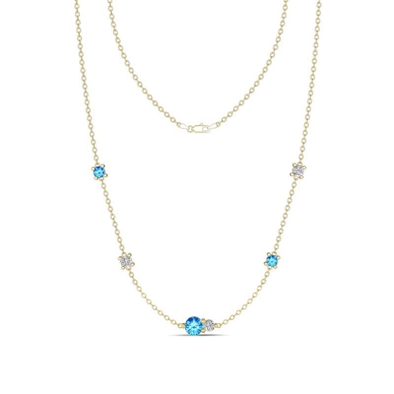 Linea 0.47 ctw Blue Topaz (4 mm) and Moissanite Women Station Necklace 