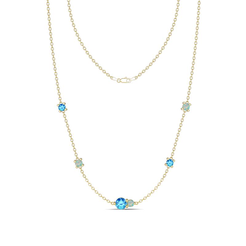 Linea 0.43 ctw Blue Topaz (4 mm) and Opal Women Station Necklace 