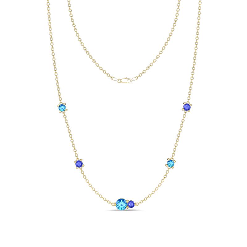 Linea 0.50 ctw Blue Topaz (4 mm) and Tanzanite Women Station Necklace 