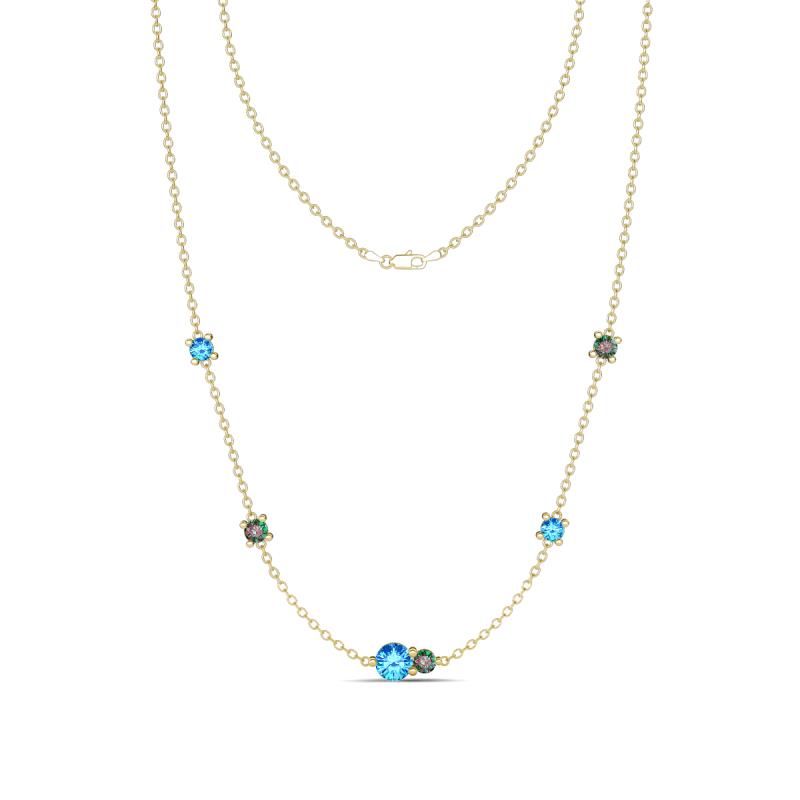 Linea 0.52 ctw Blue Topaz (4 mm) and Created Alexandrite Women Station Necklace 