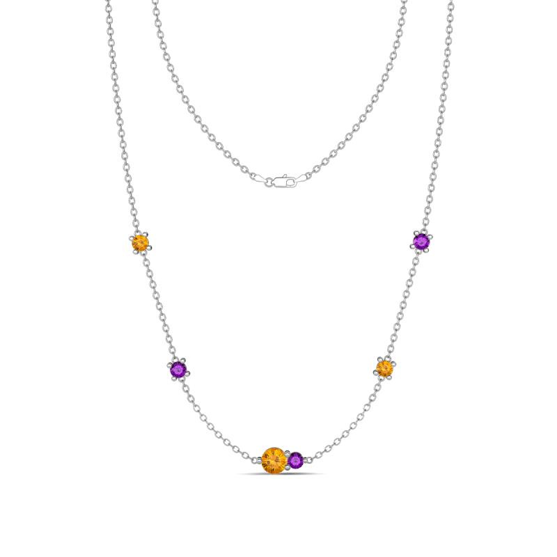 Linea 0.40 ctw Citrine (4 mm) and Amethyst Women Station Necklace 