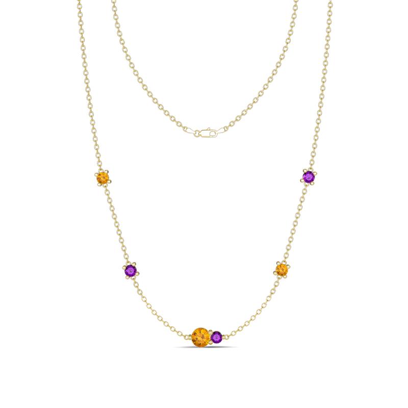 Linea 0.40 ctw Citrine (4 mm) and Amethyst Women Station Necklace 