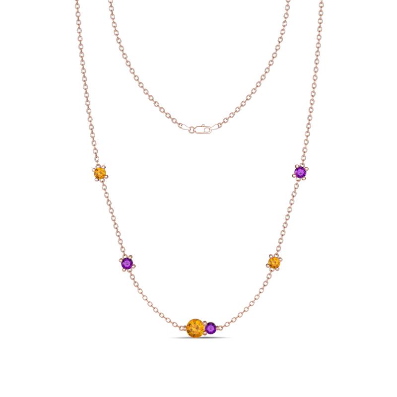 Linea 0.40 ctw Citrine (4 mm) and Amethyst Women Station Necklace 