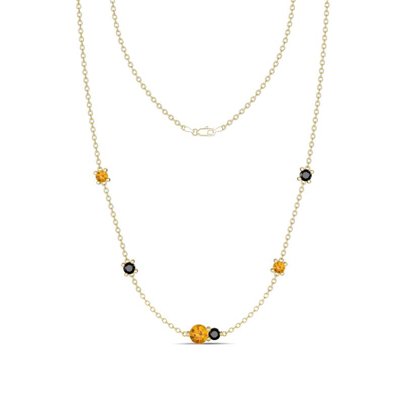 Linea 0.46 ctw Citrine (4 mm) and Black Diamond Women Station Necklace 