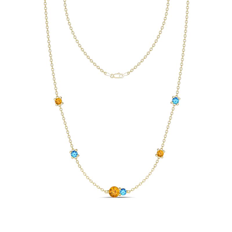 Linea 0.43 ctw Citrine (4 mm) and Blue Topaz Women Station Necklace 