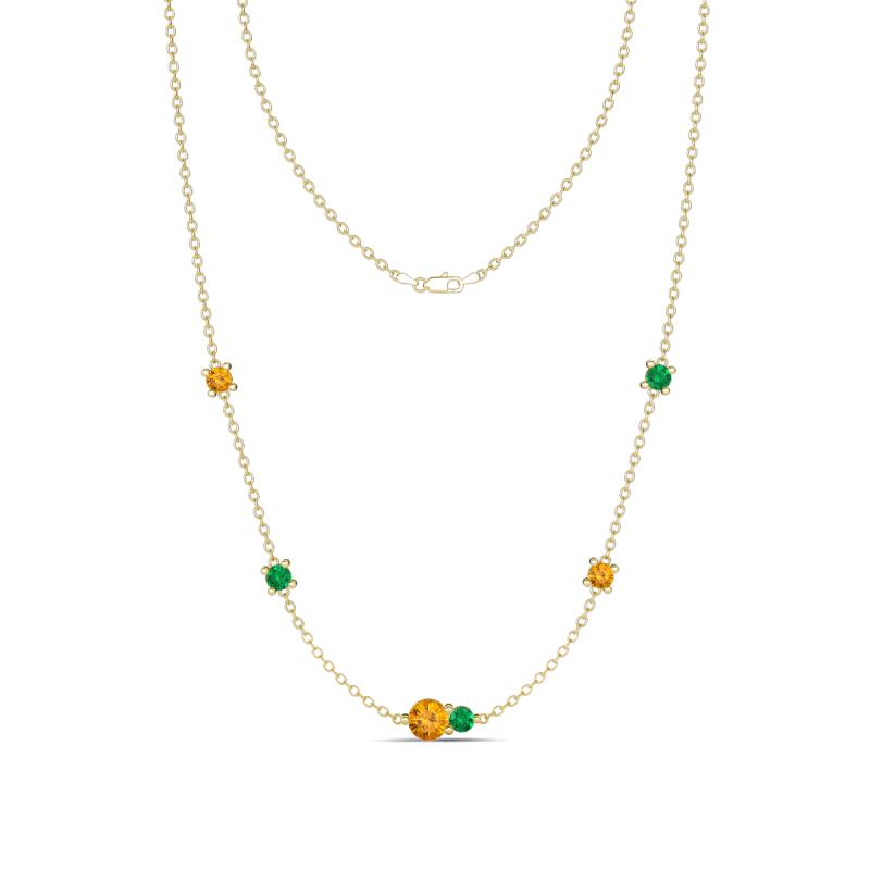 Linea 0.40 ctw Citrine (4 mm) and Emerald Women Station Necklace 