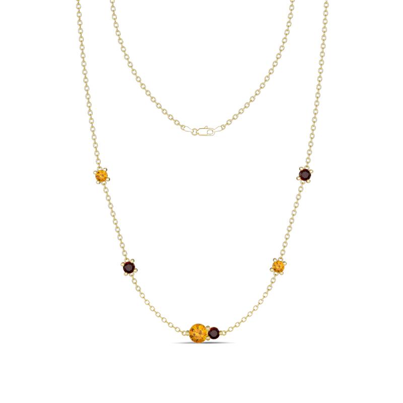 Linea 0.48 ctw Citrine (4 mm) and Red Garnet Women Station Necklace 