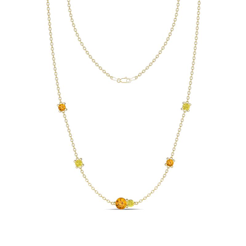 Linea 0.46 ctw Citrine (4 mm) and Yellow Diamond Women Station Necklace 