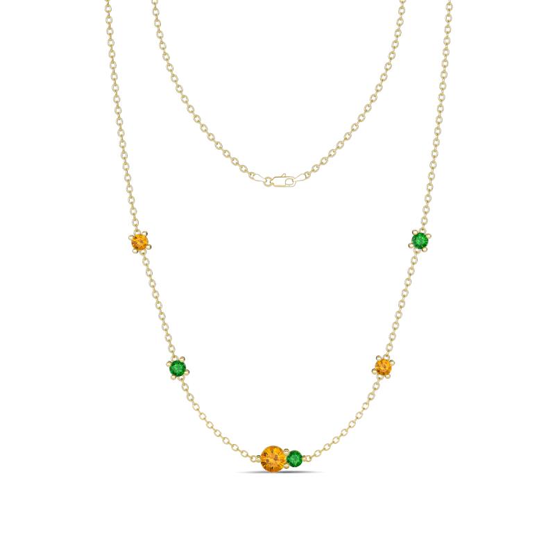 Linea 0.48 ctw Citrine (4 mm) and Green Garnet Women Station Necklace 