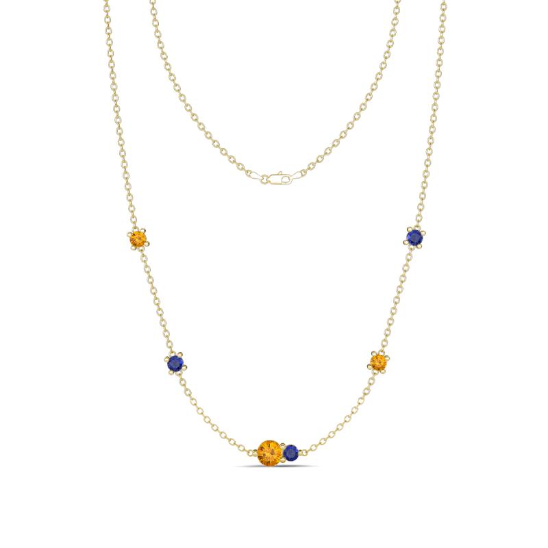 Linea 0.40 ctw Citrine (4 mm) and Iolite Women Station Necklace 