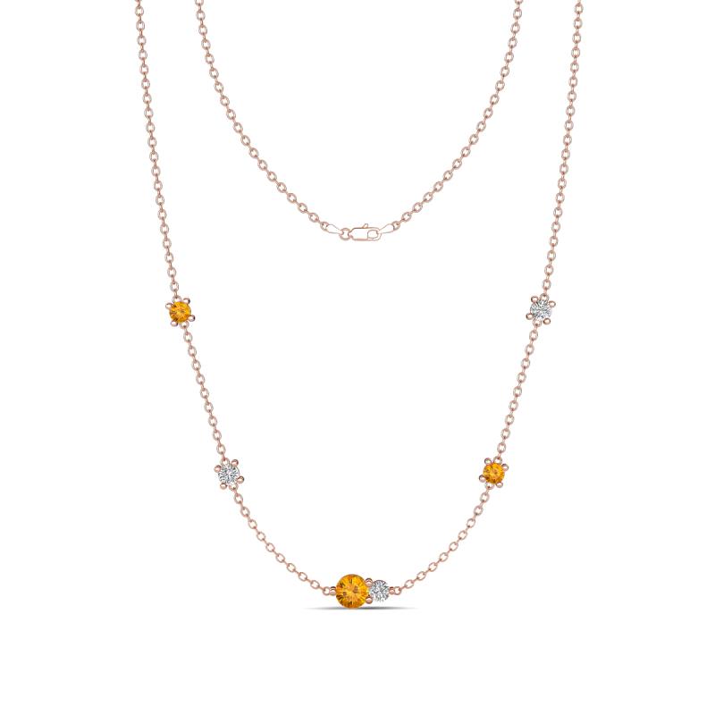 Linea 0.43 ctw Citrine (4 mm) and Moissanite Women Station Necklace 