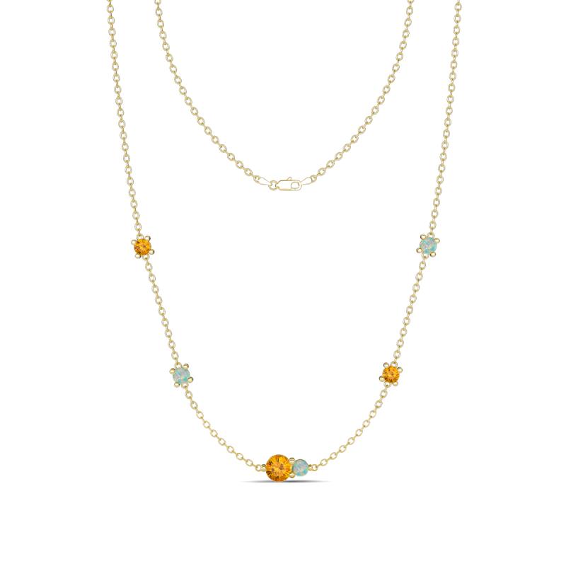 Linea 0.39 ctw Citrine (4 mm) and Opal Women Station Necklace 