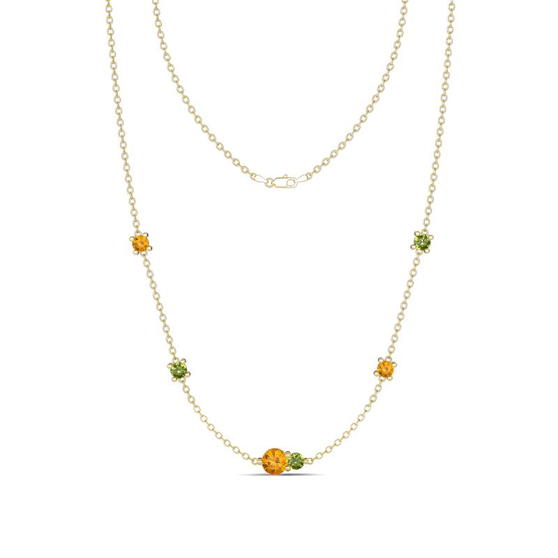 Linea 0.48 ctw Citrine (4 mm) and Peridot Women Station Necklace 