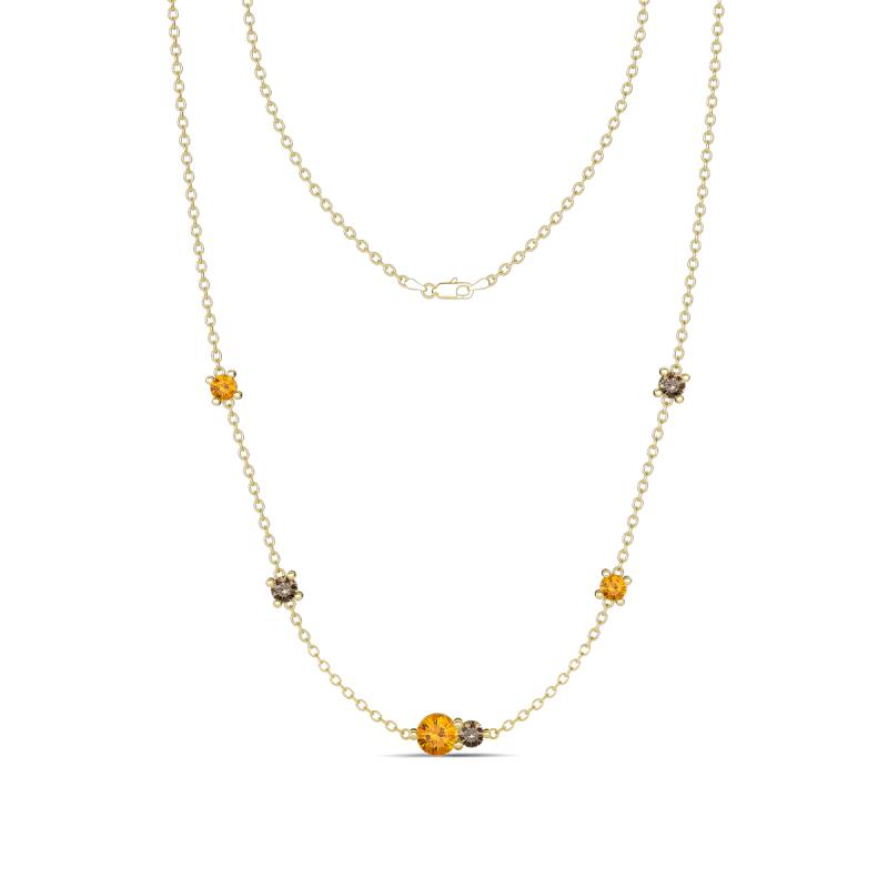 Linea 0.46 ctw Citrine (4 mm) and Smoky Quartz Women Station Necklace 