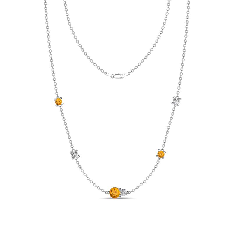 Linea 0.46 ctw Citrine (4 mm) and Lab Grown Diamond Women Station Necklace 