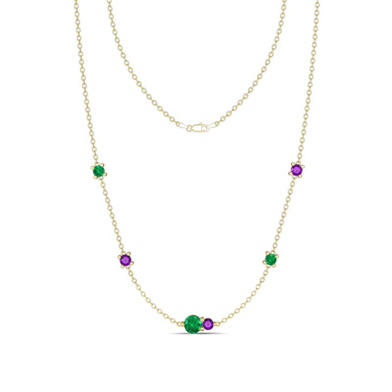 Linea 0.45 ctw Emerald (4 mm) and Amethyst Women Station Necklace 