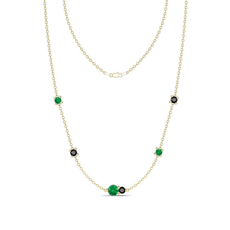 Linea 0.51 ctw Emerald (4 mm) and Black Diamond Women Station Necklace 