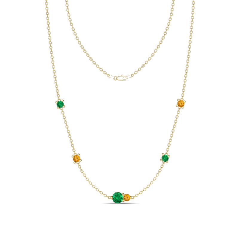 Linea 0.45 ctw Emerald (4 mm) and Citrine Women Station Necklace 