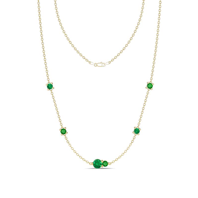 Linea 0.53 ctw Emerald (4 mm) and Green Garnet Women Station Necklace 