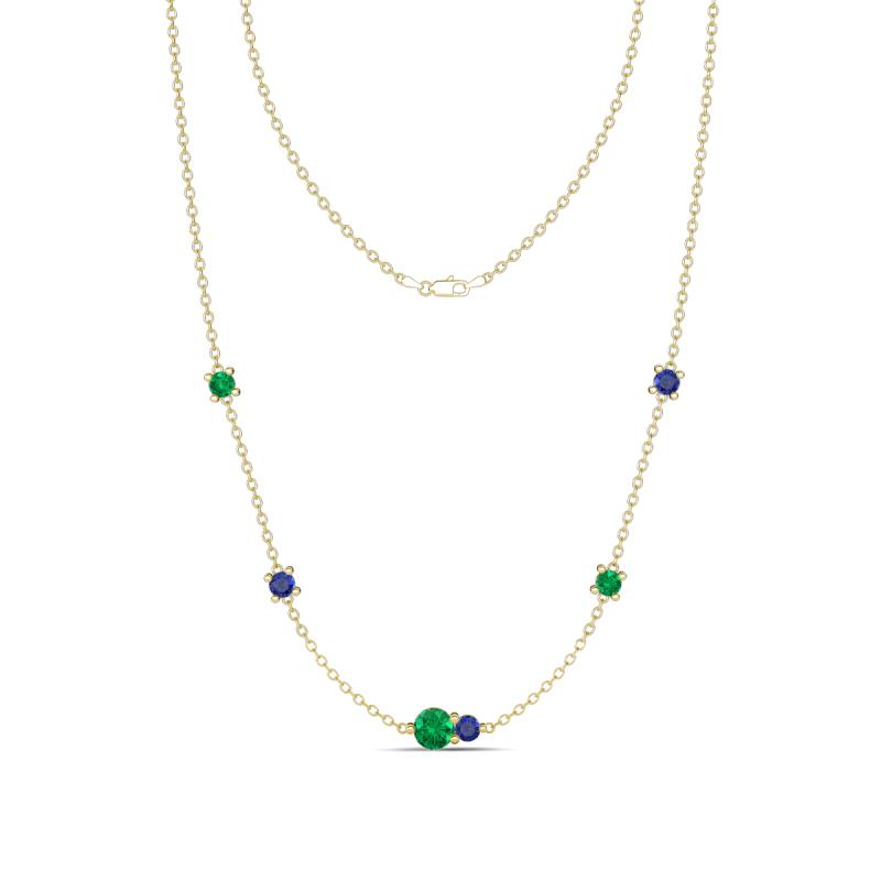 Linea 0.45 ctw Emerald (4 mm) and Iolite Women Station Necklace 