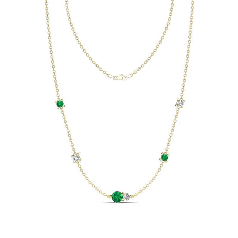 Linea 0.48 ctw Emerald (4 mm) and Moissanite Women Station Necklace 